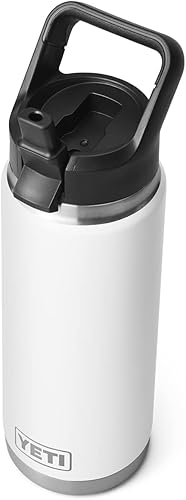 YETI Rambler - Botella de 26 onzas, aislada al vacío, de acero inoxidable con tapa de pajilla, color blanco