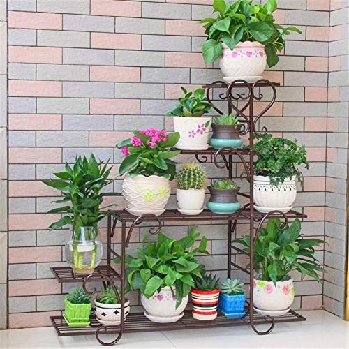 Madcg Multi-layer Floor-standing Wrought Iron Flower Stand,Indoor Balcony Living Room Succulents Flower Pot Rack Plant Stand (Color : C)