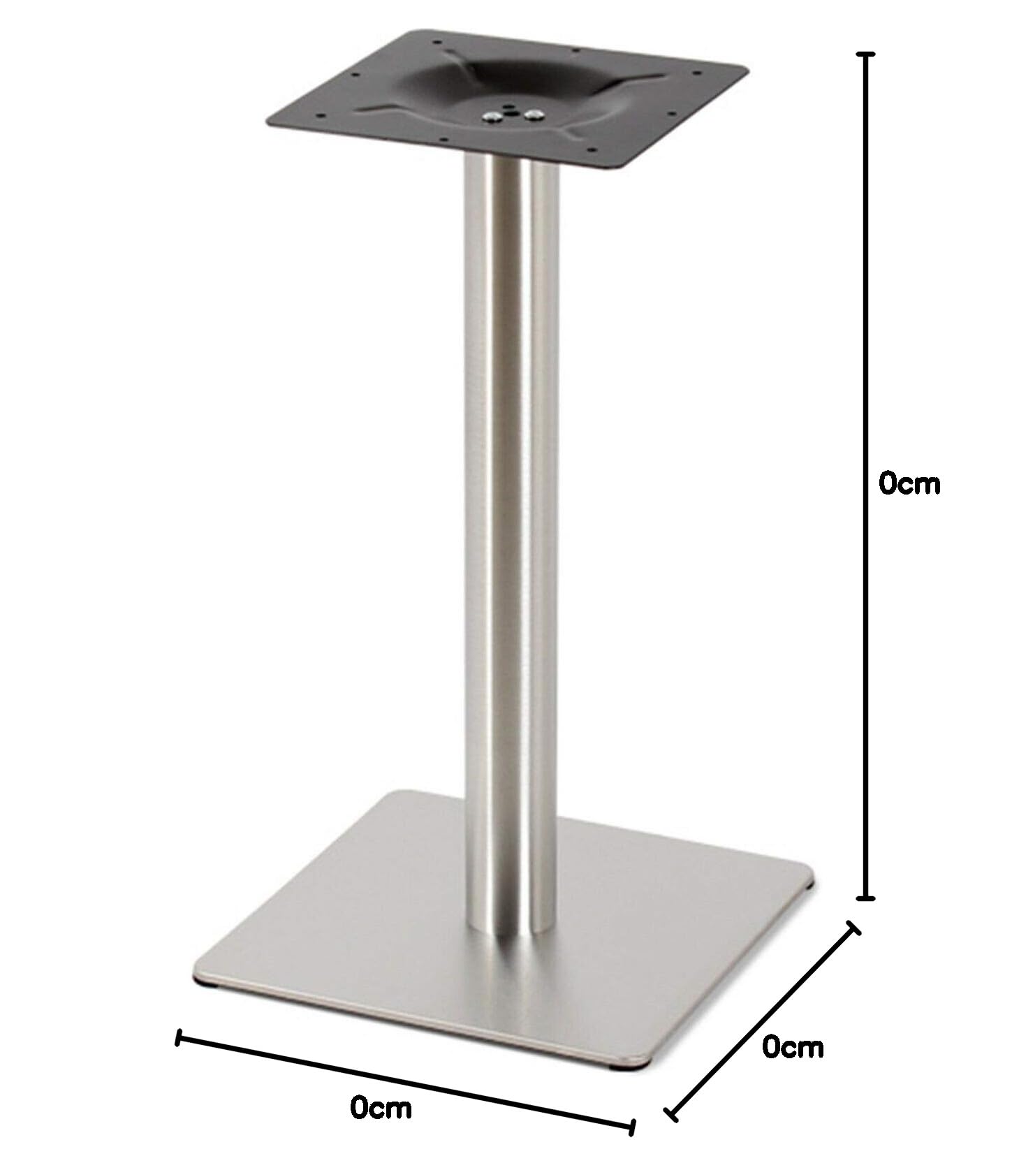 Kaibrite Tischgestell, 72CM Tischsäule Edelstahl Quadratisch Bodenplatte Metall Untergestell Tischfuß Leg für Cafe, Bistro, Imbiss