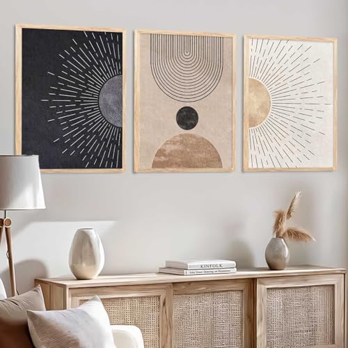 Image of Kalit Kala Decor Painting Boho Wall Art Home Decoration Paintings With Frame For Living Room Bed Room Hotel Wall Decor Digital Reprint Set of 3 (13X17 inch)