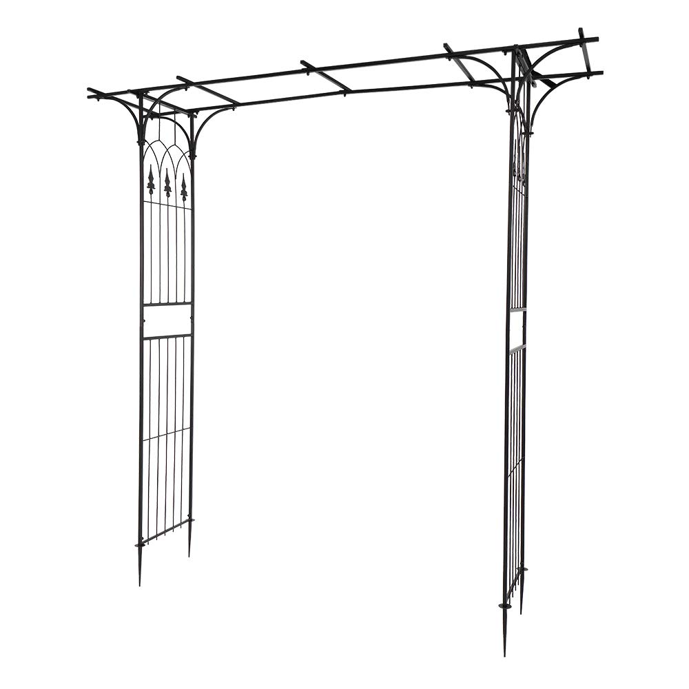 LEADZM Gartenbogen aus Metall 206x41x208cm – Rosenbogen & Rankgitter in Schwarz – Stabiler Rankbogen für Kletterpflanzen