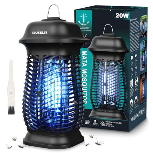 Control De Plagas, Home Improvement Glückluz 20W Lámpara Antimosquitos, Mata Mosquitos Eléctrica Trampa de Insectos, Potente Repelente de Mosquitos Exterminador Bug Zapper para Interior y...