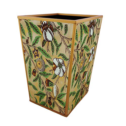 Wood garbage can English Style William Morris Inspiration Handmade Decorative