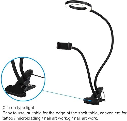 Miniatura 4 de Luz de escritorio LED, tipo clip ajustable, anillo de mesa portátil, estación de mesa de lectura, estación de mesa de uñas, estación de mesa