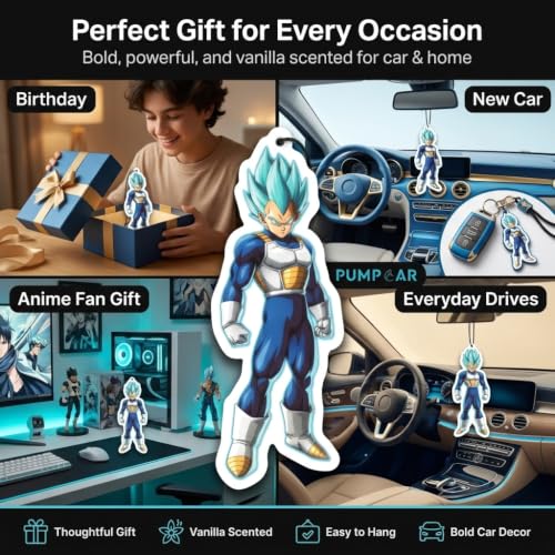 Image of PumpCar car air freshener 2-piece double-sided vegeta Instinct hanging vanilla-scented for rearview mirror Car Interior Accessories Household Gifts Anime Manga Fans Saiyan Prince Truck SUV Home Office
