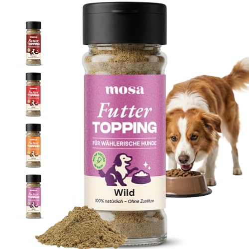 MOSA Futtertopping für wählerische Hunde Natürliche Fresshilfe & Geschmacks-Booster Pulver Ohne Getreide Zum Aufwerten von Trocken- & Nassfutter Made in Germany (Wild)