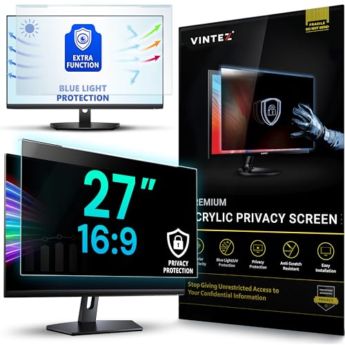 Image of Universal Acrylic 27 Inch Computer Privacy Screen Filter for Widescreen Computer Monitors - 24 inch x 14 inch (612 x 357 mm) - Monitor Frame Hanging Type