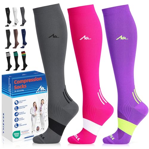 Image of NEWZILL Medical Compression Socks for Women & Men, 20-30 mmHg Knee-High Support for Circulation, All-Day Comfort for Work Travel Running Cycling and Fitness
