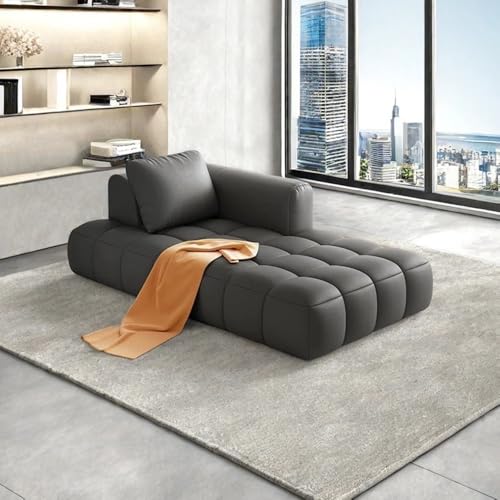 Image of LEGACY OF COMFORT Azure Solid Wood Frame Indoor Chaise Lounges Upholstered Chaise Lounge for Living Room (Left Hand Side, Grey Leatherette)