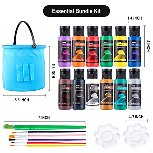 Image of JOYIN Washable Tempera Paint Set for Kids 12PCS, Non Toxic Liquid Paint with 6 Brushes and 2 Palettes - Art Supply for Kids for Arts and Crafts Project, Finger Painting (2 oz Each), Easter Basket Stuffers