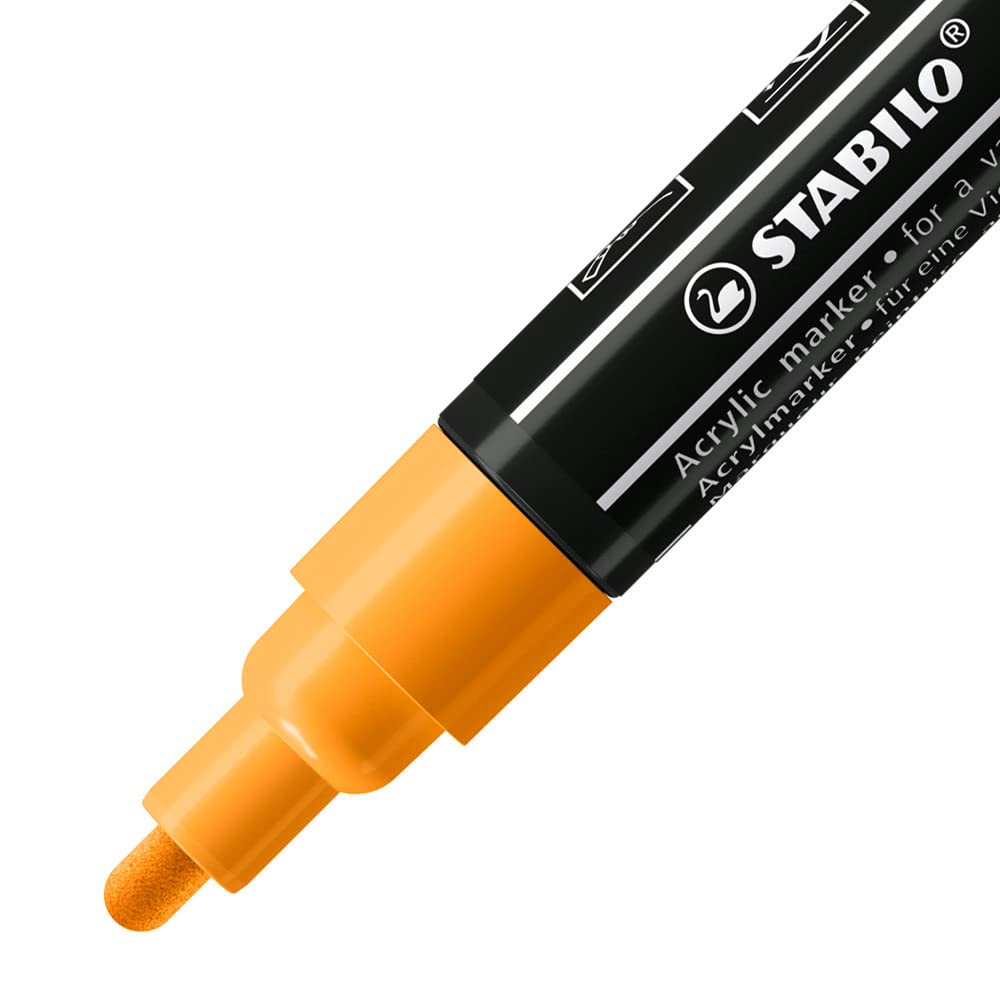 STABILO FREE - Acrylic Marker - ARTY - T300 Round Tip 2-3mm - Pack of 5 - Orange, 1 count (Pack of 5) - Image 2