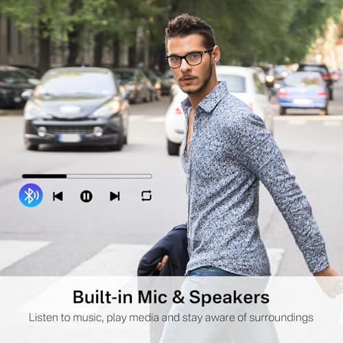Image of Smart Glasses with Open-Ear Bluetooth Audio & Blue Light Filtering | Build-in Mic & Speakers, Touch & Voice Assistant Compatible - Up to 6 Hrs Battery, Smart Eyewear for Office Driving