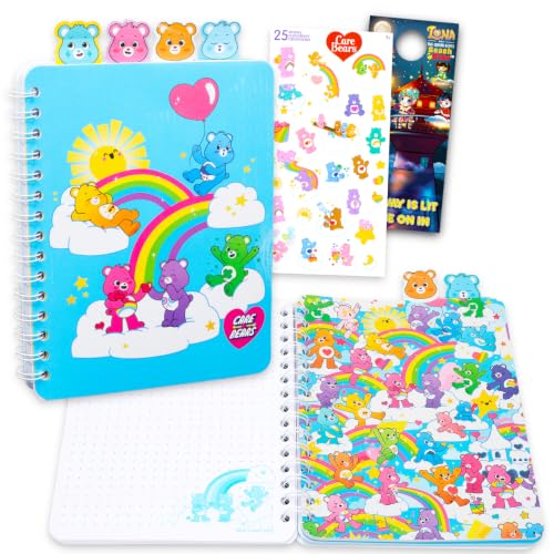 Care Bears Tabbed Journal Set - Bundle with Spiral Notebook with Divider Tabs Plus Memo Pad, Stickers, More Diary Set for Kids, Girls