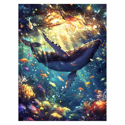 DIY 鯨 数字油絵 海 数字塗り絵画 手芸キット 55x40CM 絵画 インテリア 手作りキット ビッグサイズ 複数サイズ 子供 初心者 ペイントバイナンバー 画材 Painting by Numbers 適用対象そして自宅 壁飾り お歳暮誕生日プレゼン
