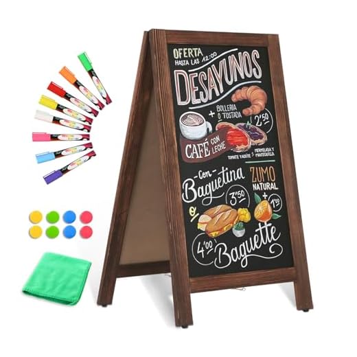 AMUSIGHT Double-Sided Magnetic 40" x 20" Brown Chalk Board Sign Board | Wooden A-Frame Sign, Sandwich Board Signs Outdoor, Chalkboard Easel, Menu Board for Restaurant, Business or Wedding