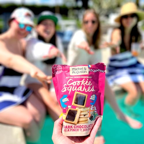 Michel et Augustin Valentine's Day Delight Gourmet Dark Chocolate & Sea Salt Shortbread Cookies – 15 Individually Wrapped French Butter Cookies for Sweet Moments