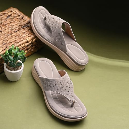 Image of Centrino Women's Sandals | Stylish Slip-On Sandals|Elegant & Trendy Design | Slippers /Flip-Flops|Fashionable Casual & Stylish|Lightweight & Breathable|Outdoor Casual Chappals for Ladies & Girls(9320)