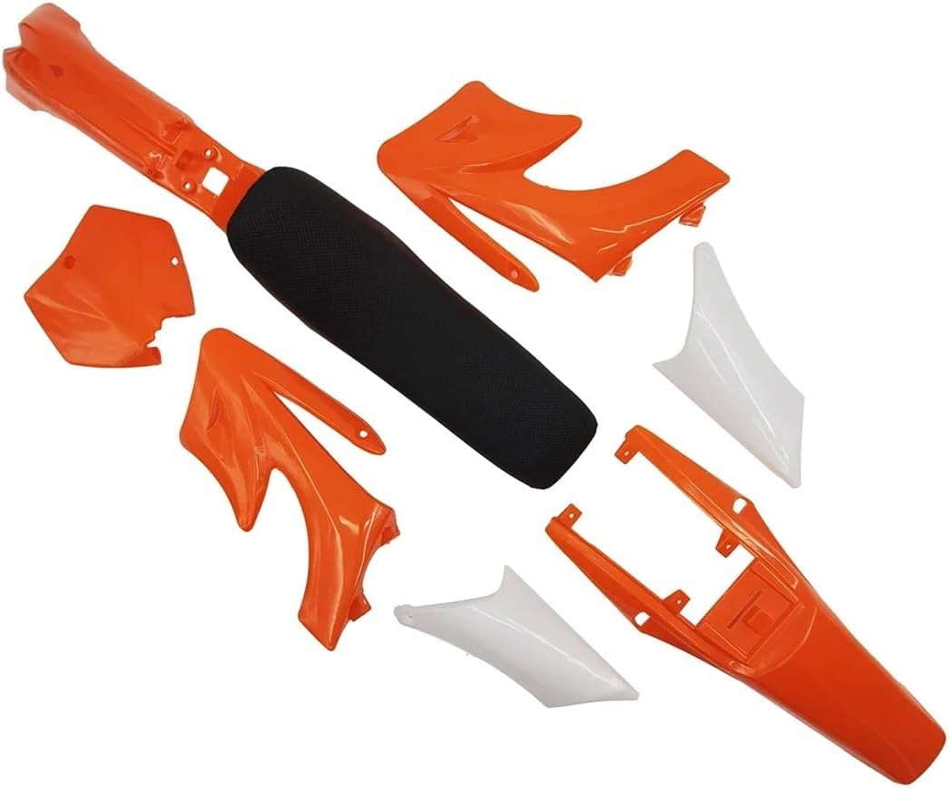 Motorcycle Side Wind Wing for 47cc 49cc Dirt Bike 7 Colors Plastic Fairing Body Kits Front License Number with Seat Cushion(RED)