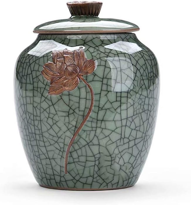 LJYA Cremation Urns Ceramic Celadon Sealed Cans Storage Tanks Storage Tanks Tea Pots Tea Cans