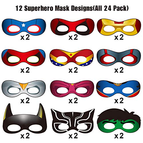Superhero Birthday Party Supplies Superhero Cityscape Photography Backdrop,24 Superhero Masks 6 Superhero Photo Booth Props For Superhero Birthday Party Decorations Favor