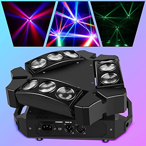 Spider Moving Head Lights, U`king Dj Lights 9 Leds Heads X 10W Rgb Stage Lighs 12/19 Channels Dmx-512 And Sound Activated Great For Wedding Disco Dj Party Light #TOP2