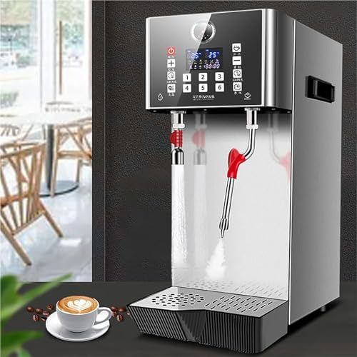Commercial Steam Milk Frother Machine, Fully-Automatic Electric Foam Maker with Digital Panel and 6 Temperature Levels for Coffee and Milk