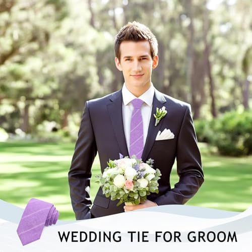 Image of Ties for Men, Cotton Mens Ties Skinny Solid Color Necktie Sage Green Tie for Wedding Business