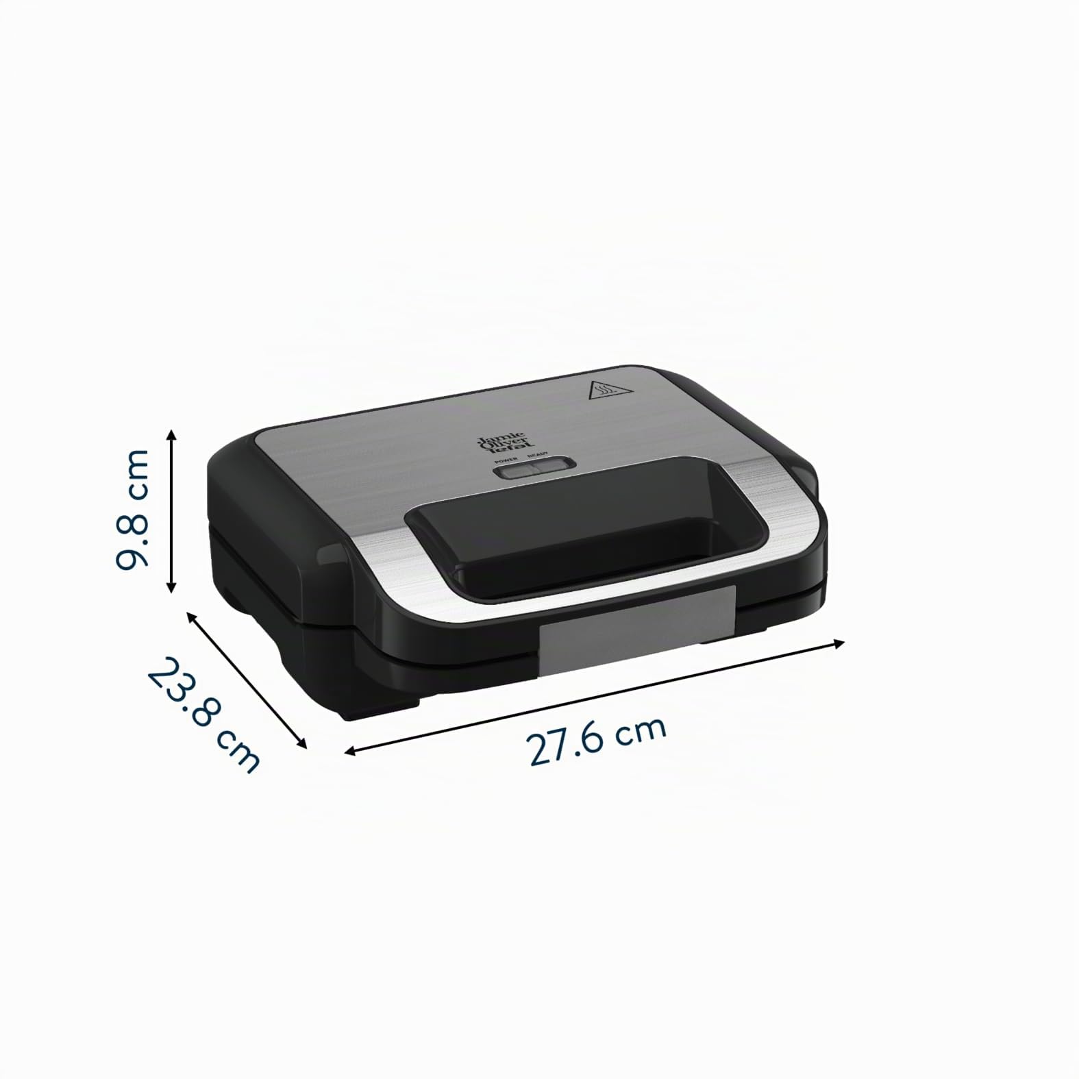 Tefal Jamie Oliver SW70J810 Appareil à croque-monsieur 2 en 1, plaques antiadhésives, passe au lave-vaisselle, témoin de fonctionnement et de température, enrouleur de câble, acier inoxydable/noir