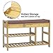 Clevr Natural Bamboo Storage Shoe Rack Bench with 2-Tiers, Drawer on Top, Shoe Organizer Entryway Seat Shelf Hallway Furniture
