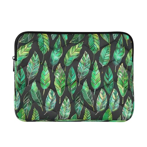 Funda para laptop 13-14 pulgadas con diseño plumas verdes miniatura 1