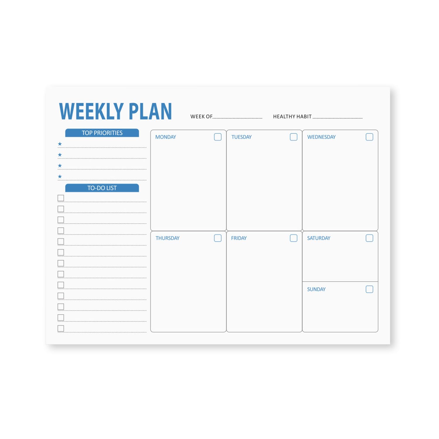 STAYOUNG Weekly Planner - To Do List Notebook with 52 Sheets, Daily Planner for Meals, Groceries, Food, Weight Loss, Learning, Business Priorities (Blue)