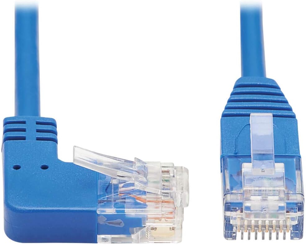 Tripp Lite Up Angle Cat6 Ethernet Cable 2ft - Slim Blue UTP Network Patch Cable