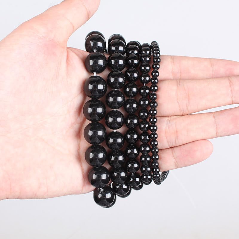 Perline di Pietra Naturale Tormalina Nera Perline di Pietra Gemma Perline Sfuse Rotonde 4 6 8 10 12mm Per Braccialetti Collana Creazione di Gioielli Fai da te 12mm Intorno a 31bea