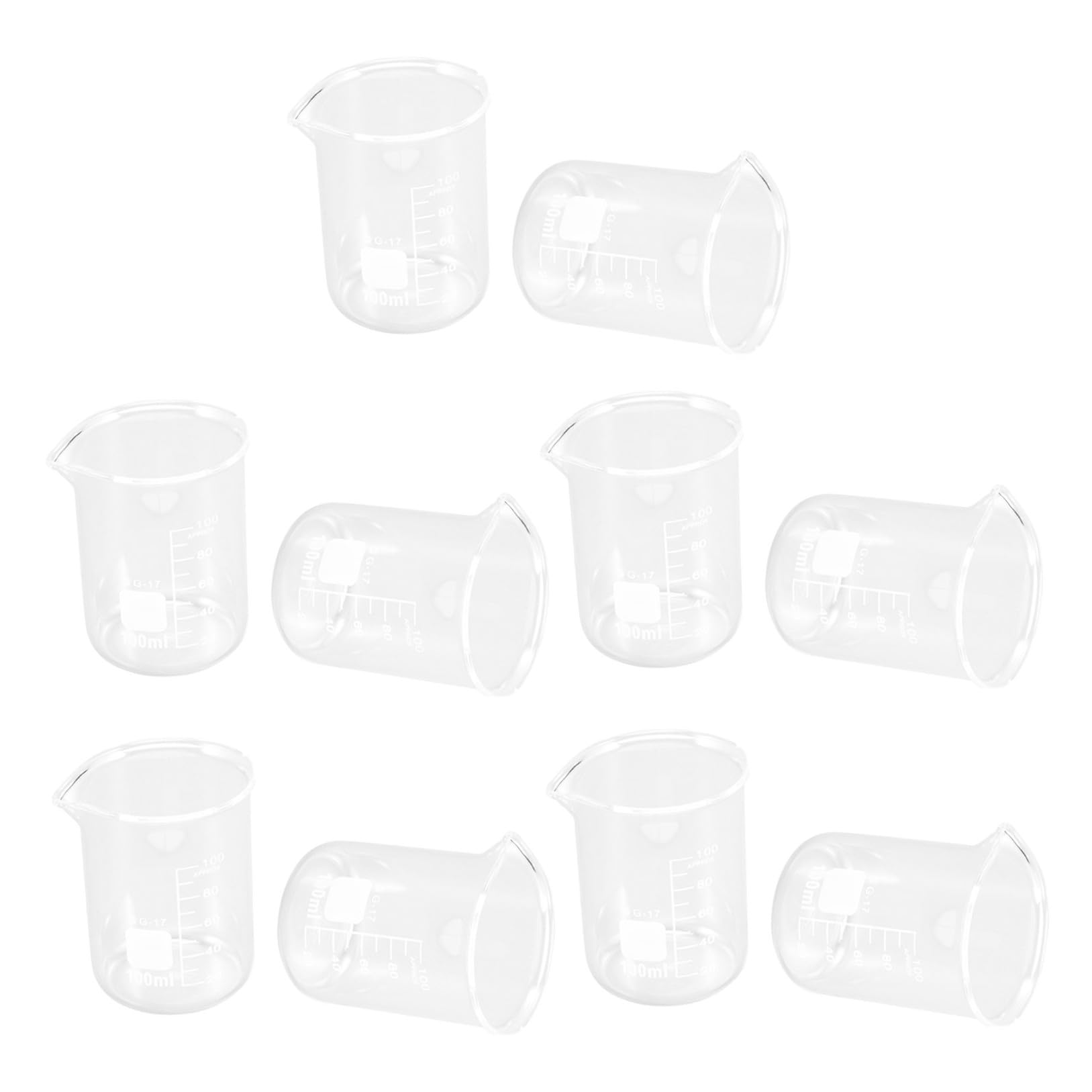 10 Stück 100ml Glas Messbecher Hitzebeständig Transparentes Becherglas mit Ausgießer Präzises Messen für Labor und Küche