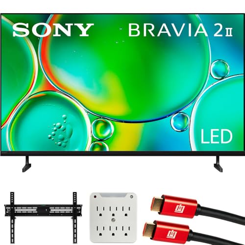 Image of Sony K50S20M2 BRAVIA 2 II 50 inch 4K HDR Smart LED Google TV (2025) Bundle with Deco Mount 37 inch-70 inch TV Wall Mount Bracket Kit, 6FT 4K HDMI Cable and 6-Outlet Surge Adapter with Night Light