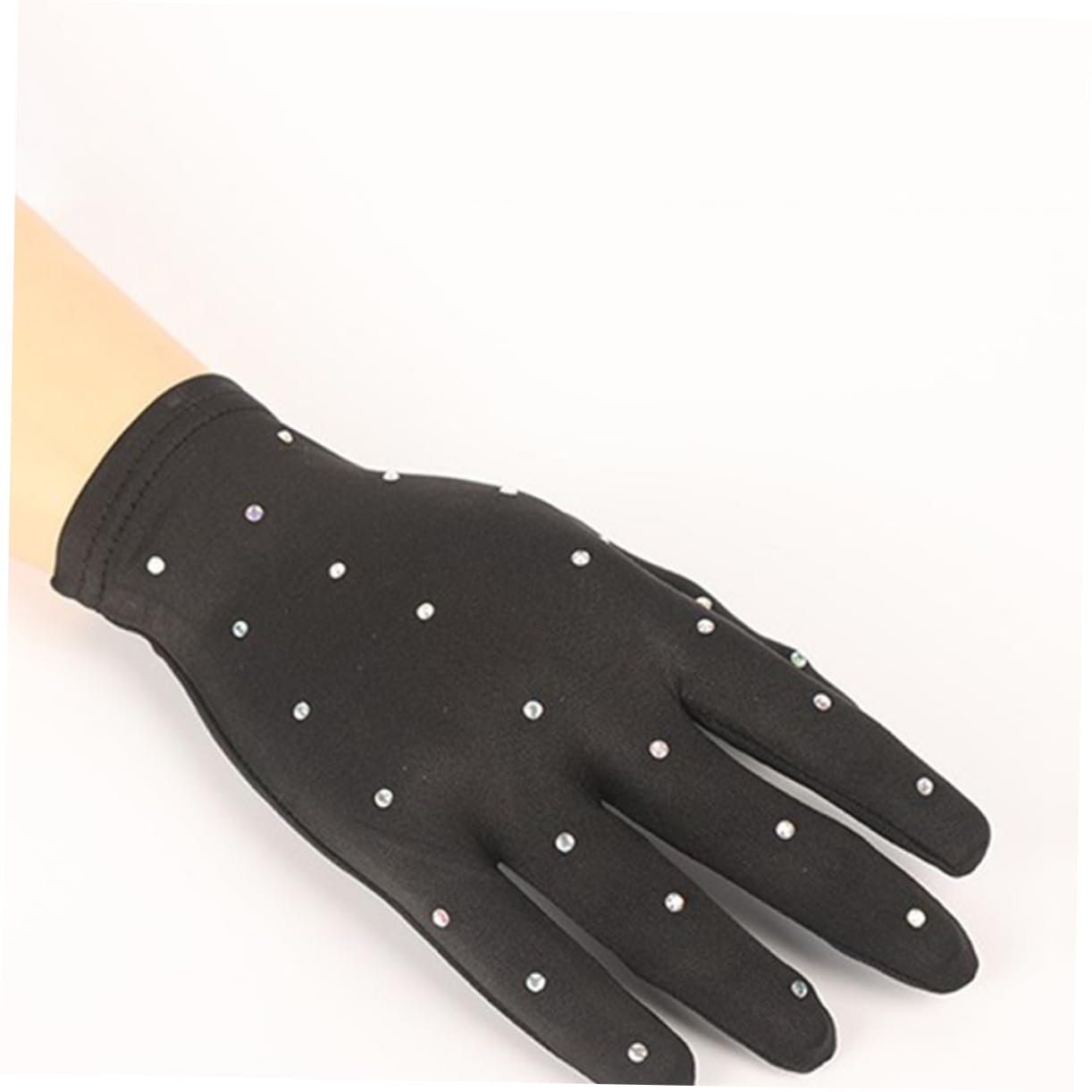 Mipcase Figure Skating Accessories Elegant Black Jeweled Gloves Stage Performance Skating Gloves