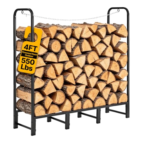 Image of VEVOR Firewood Rack 4ft 1 /4 Cord Heavy Duty Outdoor Wood Storage Holder