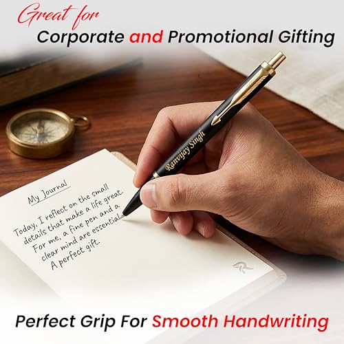 Image of SAVRI Personalized Parker Ball Pen Customized Name Engraved Pen Matte Black Blue Ink | Best Gift for Family, Friends, | Ideal for Corporate Gifting, Graduation, Anniversary & Special Occasions