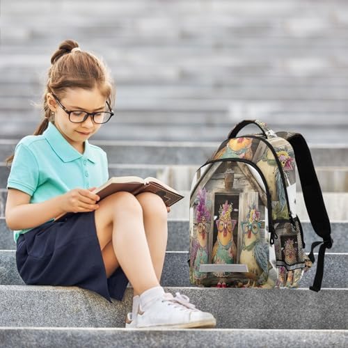 Colorful Hen Clothes Chicken House Backpack for Boys Girls Elementary School Bag Kids Travel Bags Casual Rucksack Laptop Bookbag4