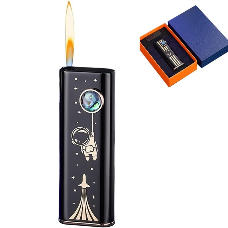 Encendedor Recargable de Llama Abierta Metal Negro miniatura 1