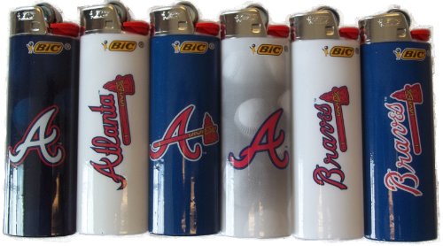 Bic 6Pc Set Atlanta Braves Mlb Officially Licensed Cigarette Lighters #TOP8