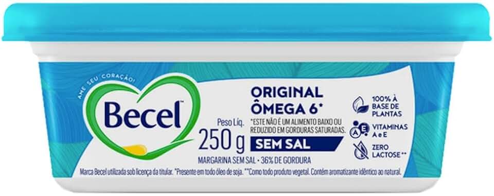 Margarina Sem Sal Becel 250g Omega 6 Zero Lactose Vitamina A e E