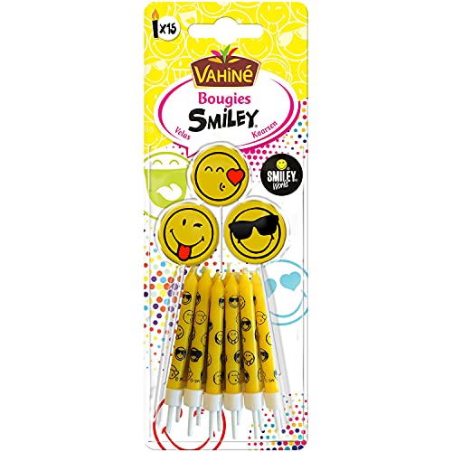 Vahine Bougies Anniversaire Smiley, 27 g - Lot de 15
