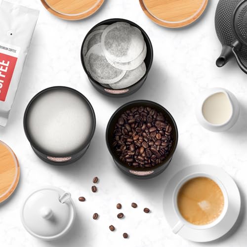 EHC Tea Coffee Sugar Cainsters Set Black, Airtight Container Jars Kitchen Storage Tin, Tea Sugar Coffee Set of 3, Black - Cosy Home Interiors EHC Tea Coffee Sugar Cainsters Set Black, Airtight Container Jars Kitchen Storage Tin, Tea Sugar Coffee Set of 3, Black - Image 6