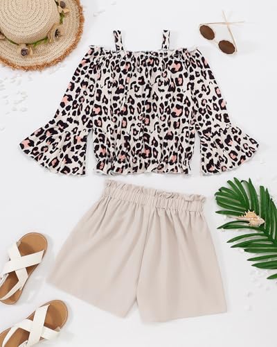 Image of Weebaby Girls Clothes 2 Piece Outfits Cute Kid Clothes Crop Top Paperbag Waist Shorts Set Summer Clothes for Tween Girls