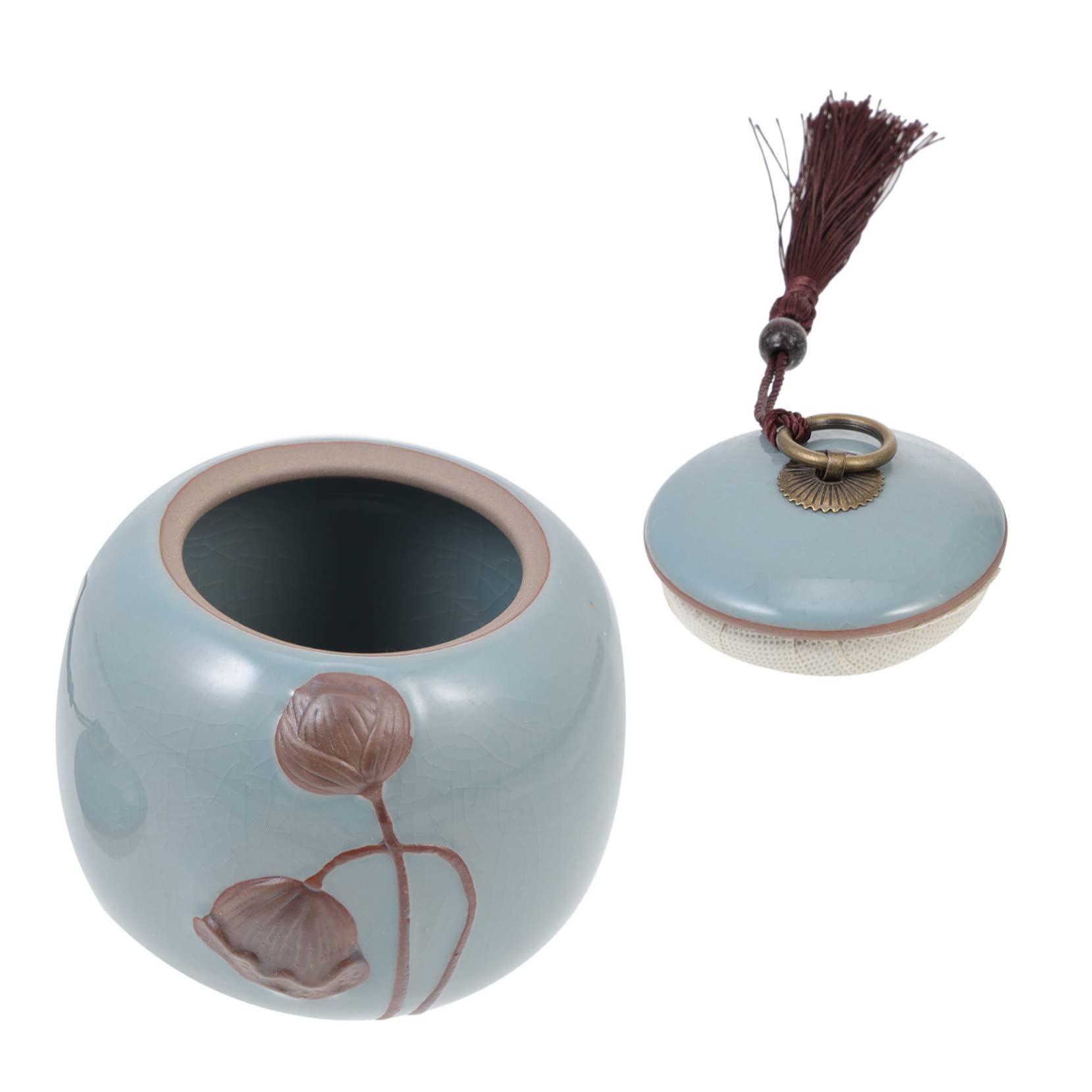 XYIANG Tea Sealing Food Canister Ceramic Teapot Vintage Accessories Airtight Food Storage Jar Tea Storage Accessory Small Kitchen Canisters Chinese Style Ceramics Ru Kiln