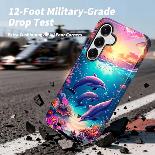 EFGWSDER for Galaxy S26 Plus Case,Heavy Duty Shockproof Dual-Layer Phone Case with Drop Protection, Non-Slip Protective Cover for Samsung Galaxy S26 Plus 6.7",Dolphin Coral Sunshine - image 3