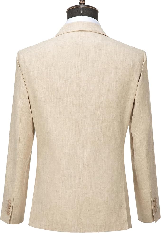 Men's 2 Piece Linen Suit Slim Fit Wedding Retro Mens Formal Suit Linen Lightweight Formal Suits3