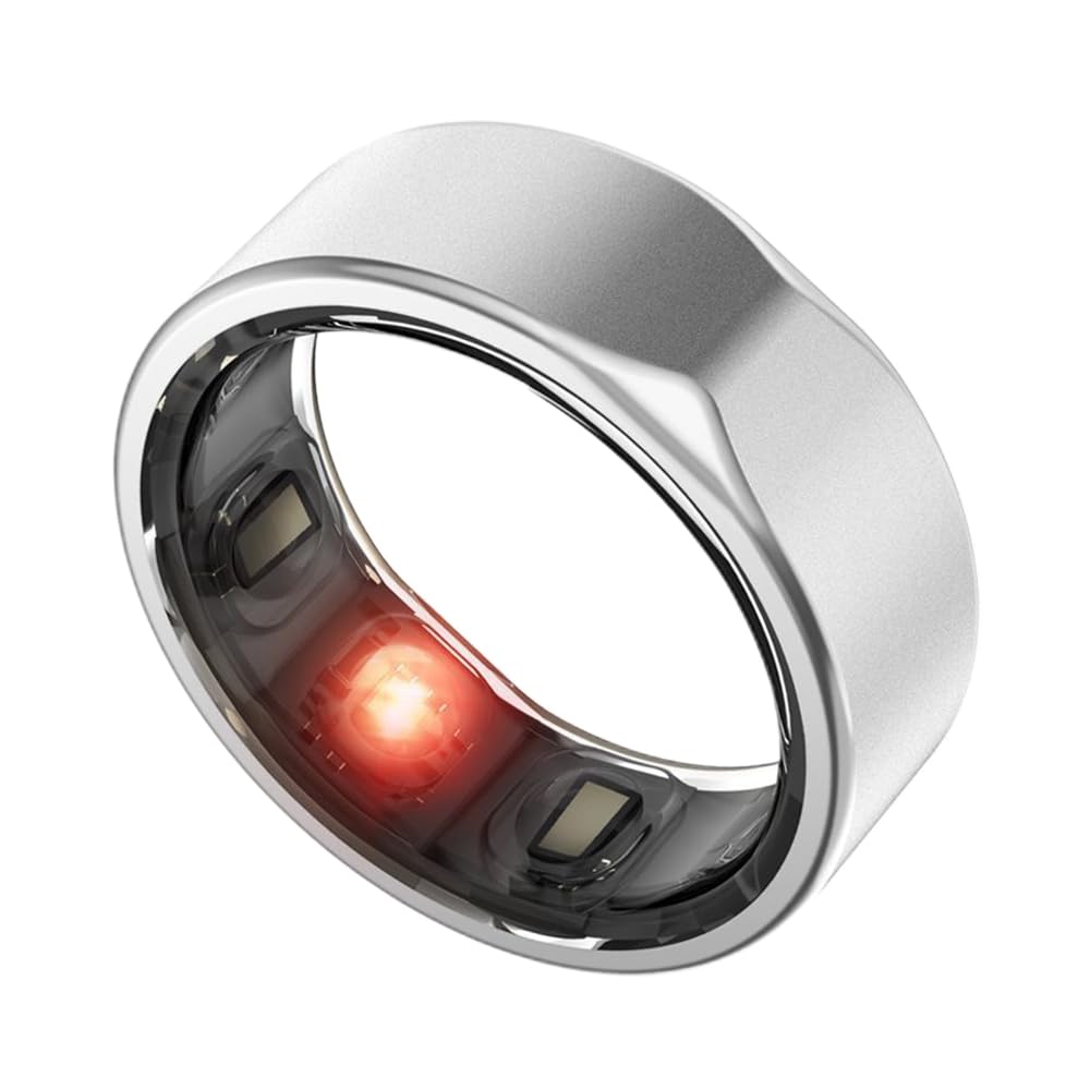 janitri momi | smart ring track steps, hrv, hr, spo2 | stress & anxiety monitoring | three pregnancy modes | smart ring for pregnancy | nutritiona and yoga led sessions (titanium silver, 13)