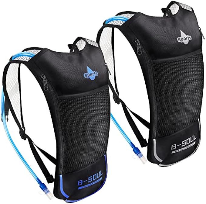 2 Pack Hydration Backpack Pack with 2L Hydration Bladder, ACVCY Lightweight Breathable Water Backpack with 3 Layer Pockets for Hiking Running Music Festivals Cycling